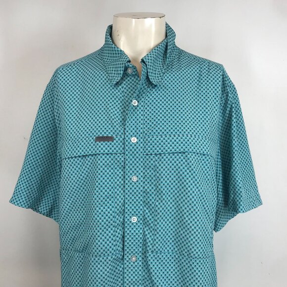 PANHANDLE - MEN'S LARGE - BLUE SHORT SLEEVE BUTTON 100% POLYESTER SHIRT - Picture 2 of 8